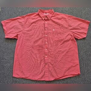 Ariat Pro Series Mens Pink Checkered Button Down Short Sleeve Shirt XX-Large